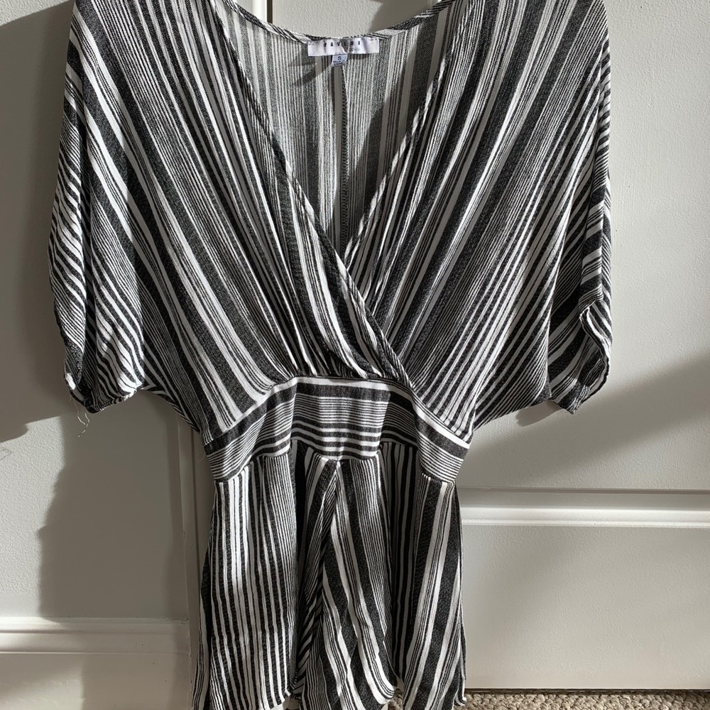 Black and white striped romper